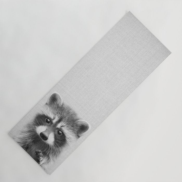 Raccoon - Black & White Yoga Mat Gallery Image 1