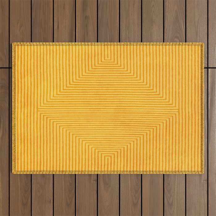 Yellow Modern Geometric Design Artwork Outdoor Rug Gallery Image 1