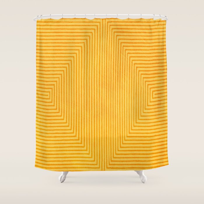 Yellow Modern Geometric Design Artwork Shower Curtain Gallery Image 1