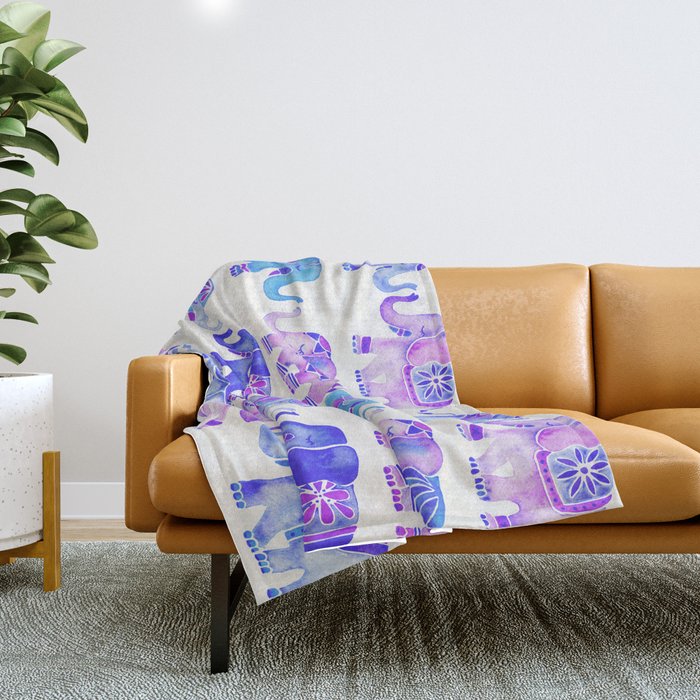 Elephant Collection - Indigo Palette Throw Blanket Gallery Image 1