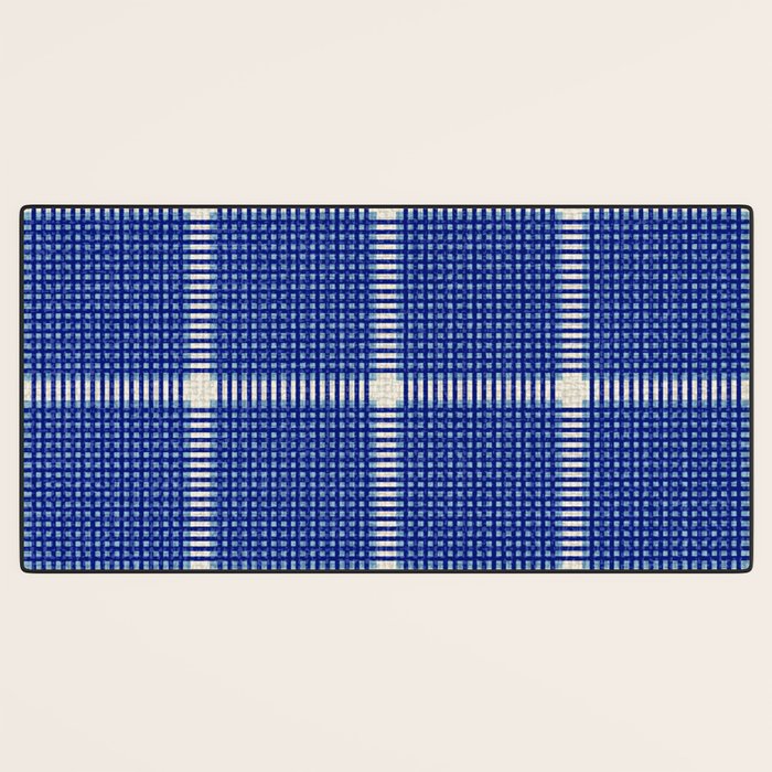 Woven Cross Check Seaside Blue x Navy Blue x Cream Desk Mat Gallery Image 3