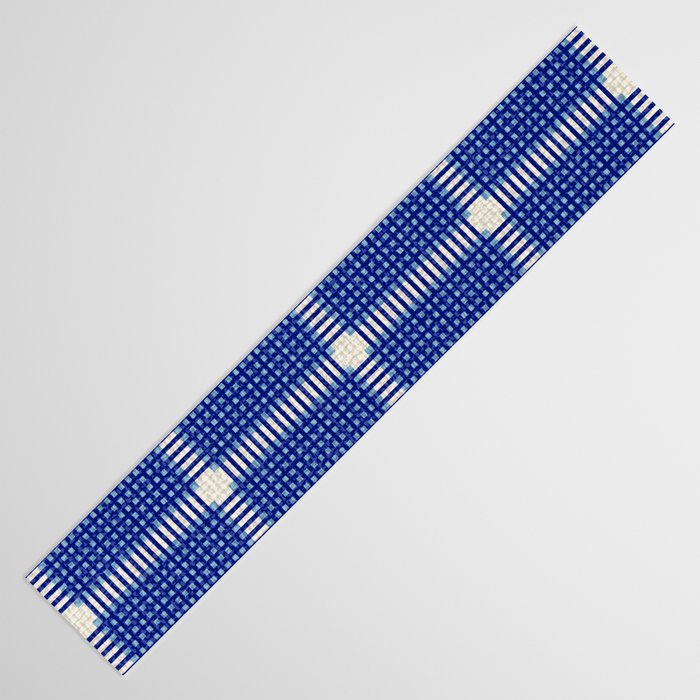 Woven Cross Check Seaside Blue x Navy Blue x Cream Table Runner Gallery Image 3