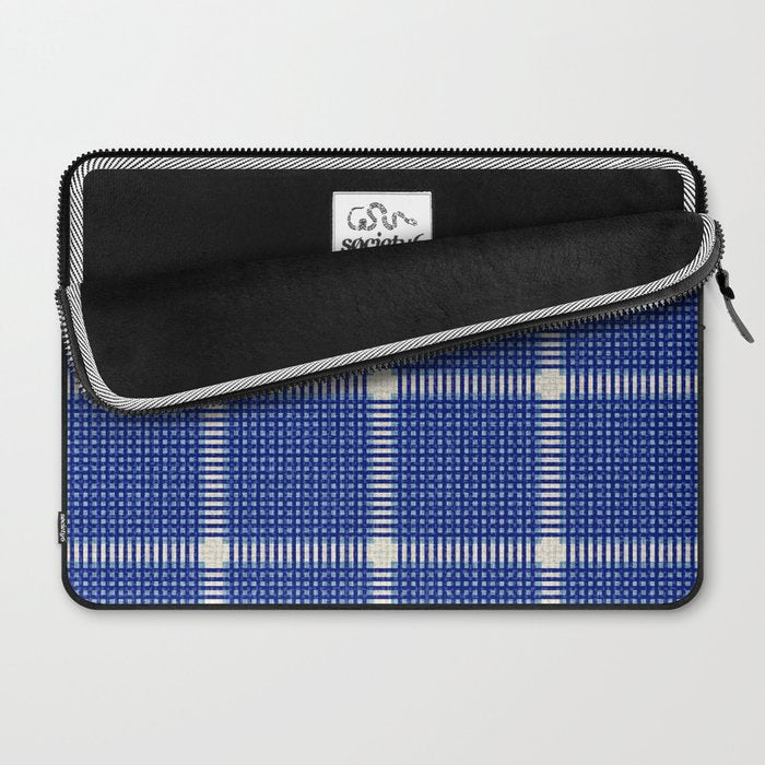 Woven Cross Check Seaside Blue x Navy Blue x Cream Laptop Sleeve Gallery Image 2