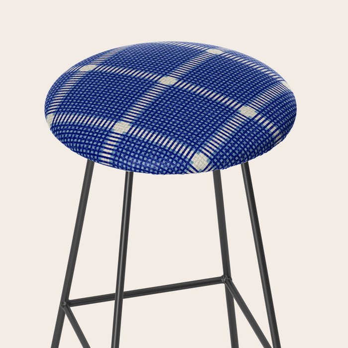 Woven Cross Check Seaside Blue x Navy Blue x Cream Stool Gallery Image 2