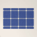 Woven Cross Check Seaside Blue x Navy Blue x Cream Welcome Mat Gallery Image 1