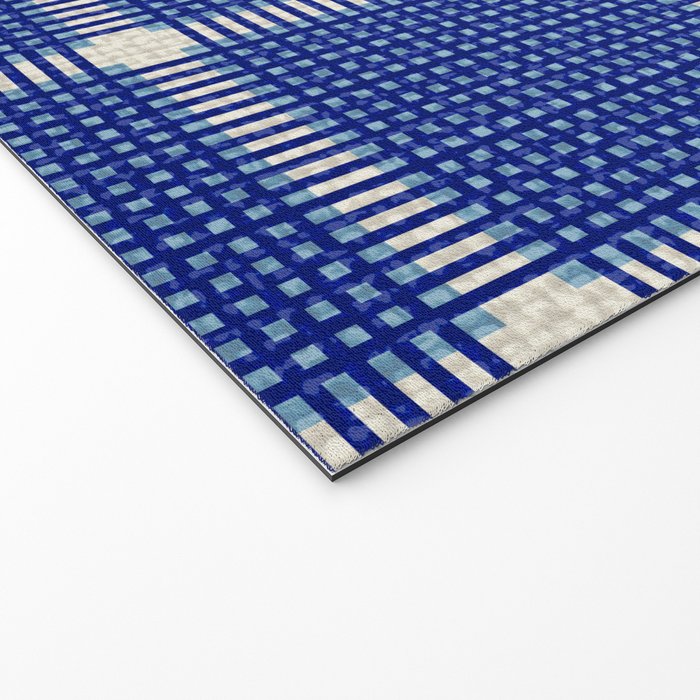 Woven Cross Check Seaside Blue x Navy Blue x Cream Welcome Mat Gallery Image 2