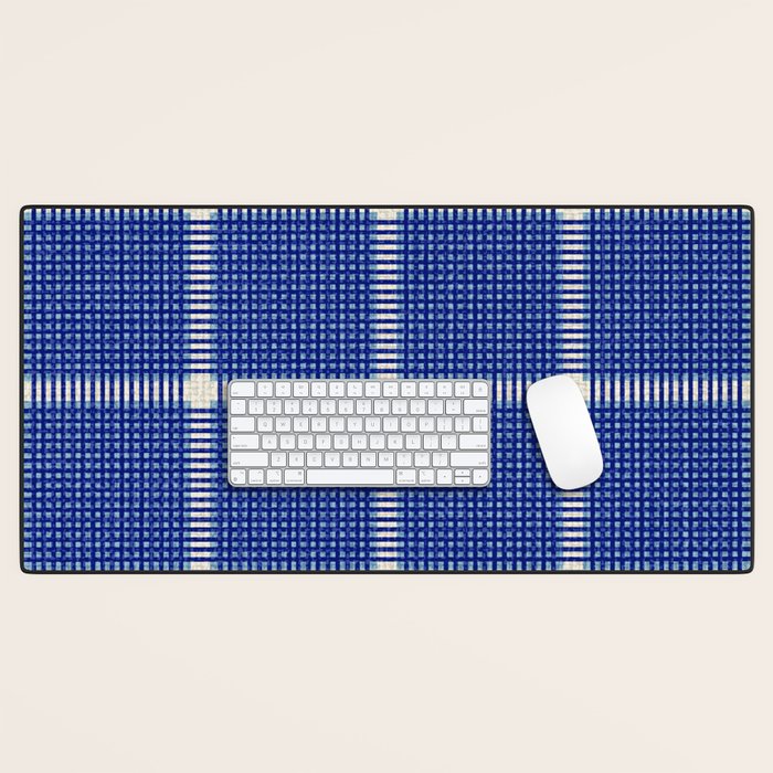 Woven Cross Check Seaside Blue x Navy Blue x Cream Desk Mat Gallery Image 1