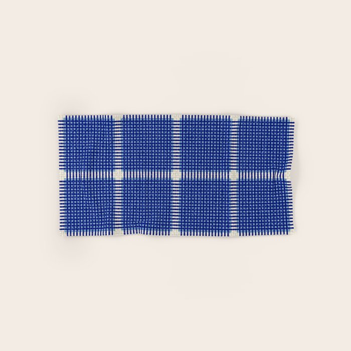 Woven Cross Check Seaside Blue x Navy Blue x Cream Bath Towel Gallery Image 1