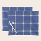 Woven Cross Check Seaside Blue x Navy Blue x Cream Placemat Gallery Image 1
