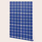Woven Cross Check Seaside Blue x Navy Blue x Cream Wallpaper Gallery Image 2
