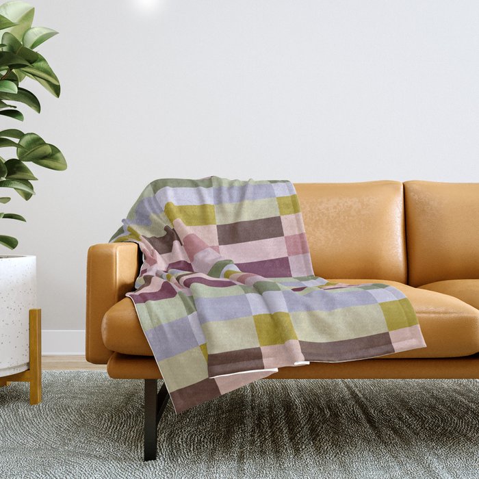 Checker block tiles - eclectic Throw Blanket Gallery Image 1