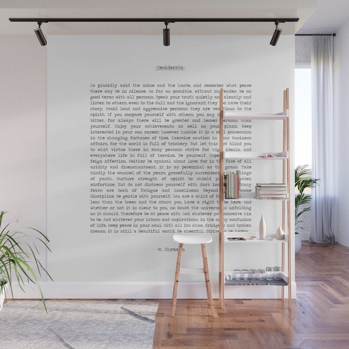 Desiderata by Max Ehrmann minimal typographical quote art print Wall Mural Gallery Image 1