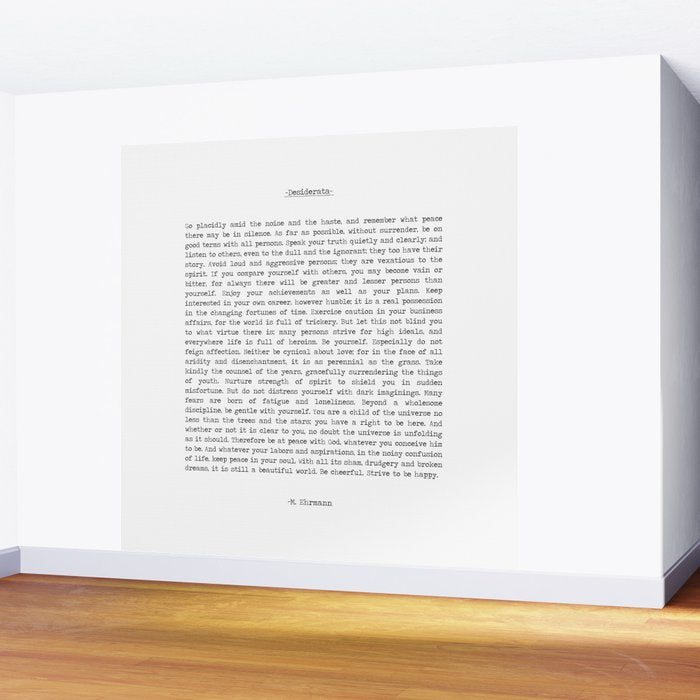 Desiderata by Max Ehrmann minimal typographical quote art print Wall Mural Gallery Image 2