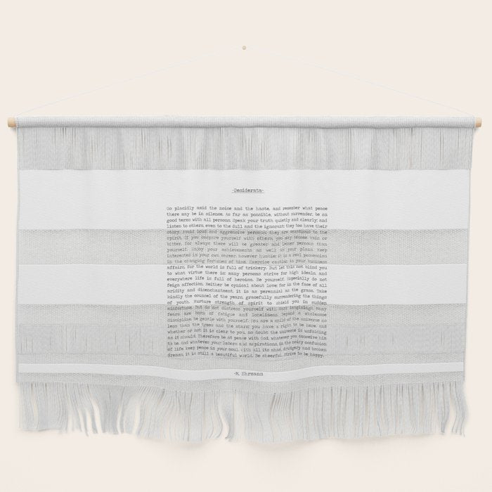 Desiderata by Max Ehrmann minimal typographical quote art print Wall Hanging Gallery Image 1