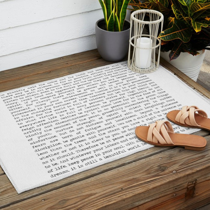 Desiderata by Max Ehrmann minimal typographical quote art print Outdoor Rug Gallery Image 2