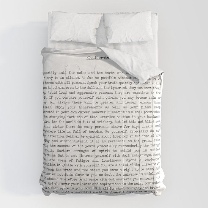Desiderata by Max Ehrmann minimal typographical quote art print Comforter Gallery Image 6