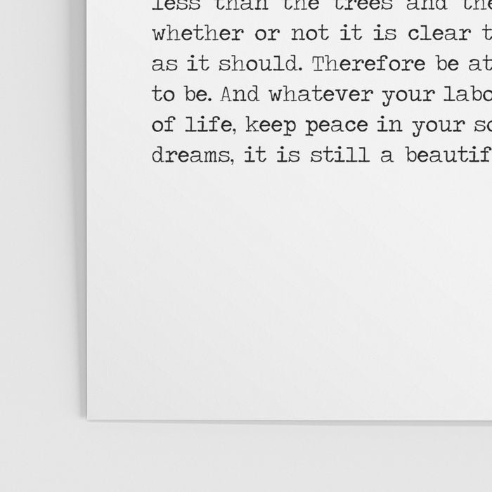 Desiderata by Max Ehrmann minimal typographical quote art print Poster Gallery Image 3