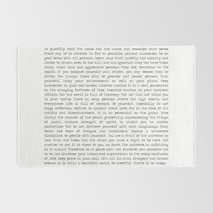 Desiderata by Max Ehrmann minimal typographical quote art print Rug Gallery Image 2
