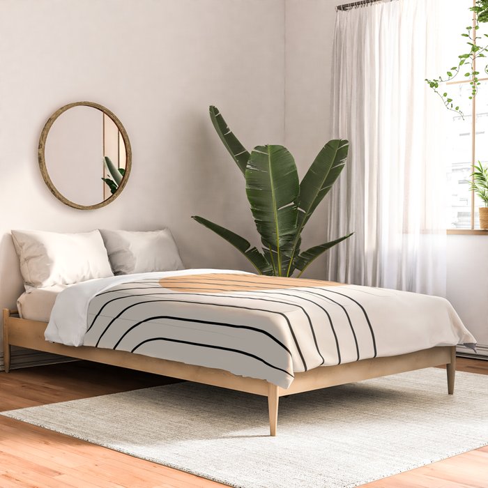 Geometric Lines in Black and Beige 14 (Rainbow and Sun Abstraction) Comforter Gallery Image 2