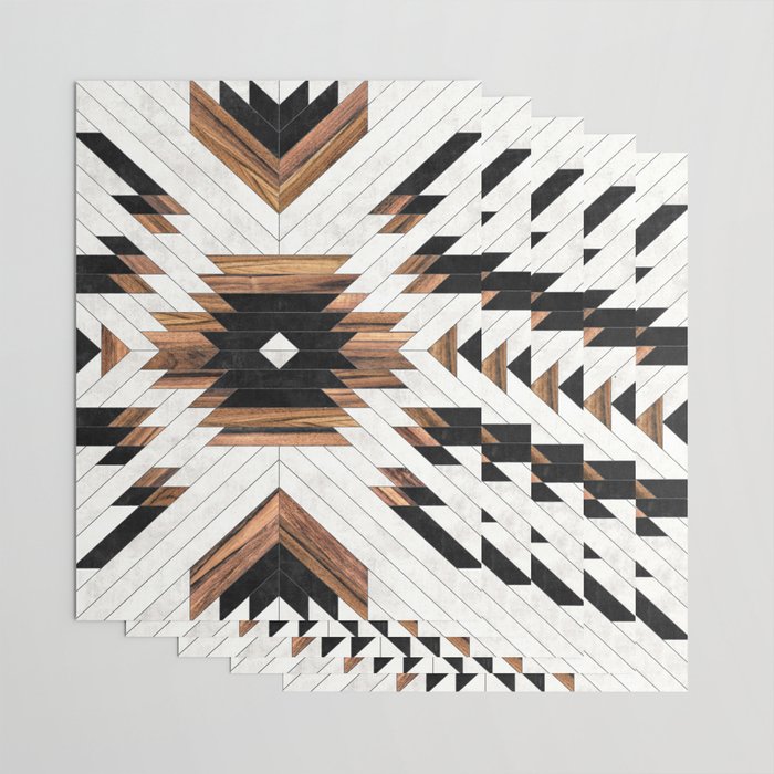 Urban Tribal Pattern No.5 - Aztec - Concrete and Wood Wrapping Paper Gallery Image 3