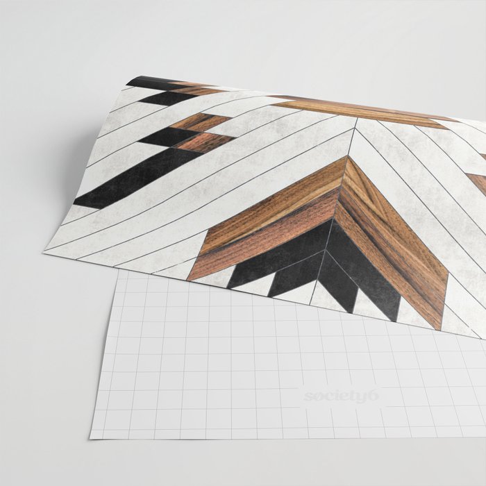 Urban Tribal Pattern No.5 - Aztec - Concrete and Wood Wrapping Paper Gallery Image 2