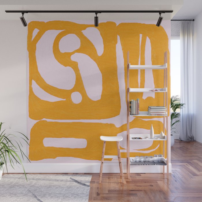 Abstract in Yellow and Cream Wall Mural Gallery Image 1