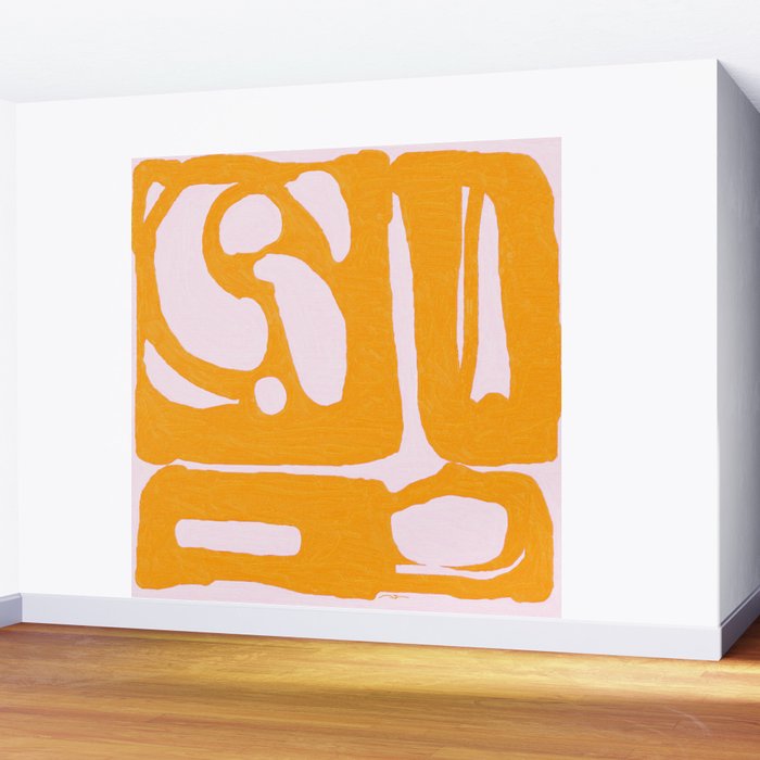 Abstract in Yellow and Cream Wall Mural Gallery Image 2