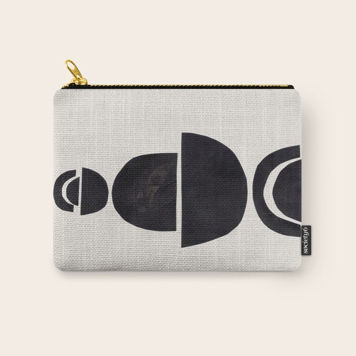 Black & White Minimalist Mid Century Paper collage Funky Black Ink Tribal Geometric by Ejaaz Haniff Carry All Pouch Gallery Image 1
