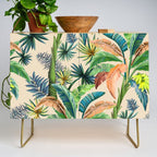 Palm Life, tropical palm leaves, Hollywood Regency, green, orange Credenza Gallery Image 1