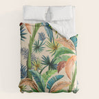 Palm Life, tropical palm leaves, Hollywood Regency, green, orange Comforter Gallery Image 6