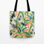 Palm Life, tropical palm leaves, Hollywood Regency, green, orange Tote Bag Gallery Image 1