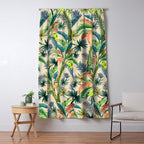Palm Life, tropical palm leaves, Hollywood Regency, green, orange Window Curtain Gallery Image 5