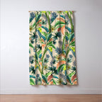 Palm Life, tropical palm leaves, Hollywood Regency, green, orange Window Curtain Gallery Image 3