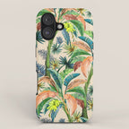 Palm Life, tropical palm leaves, Hollywood Regency, green, orange iPhone Case Gallery Image 1