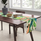 Palm Life, tropical palm leaves, Hollywood Regency, green, orange Table Runner Gallery Image 2