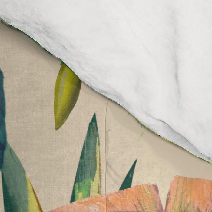 Palm Life, tropical palm leaves, Hollywood Regency, green, orange Comforter Gallery Image 4