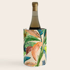 Palm Life, tropical palm leaves, Hollywood Regency, green, orange Wine Chiller Gallery Image 3