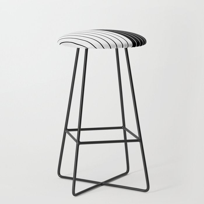 Two Tone Line Curvature VIII Black and White Modern Arch Abstract Stool Gallery Image 1