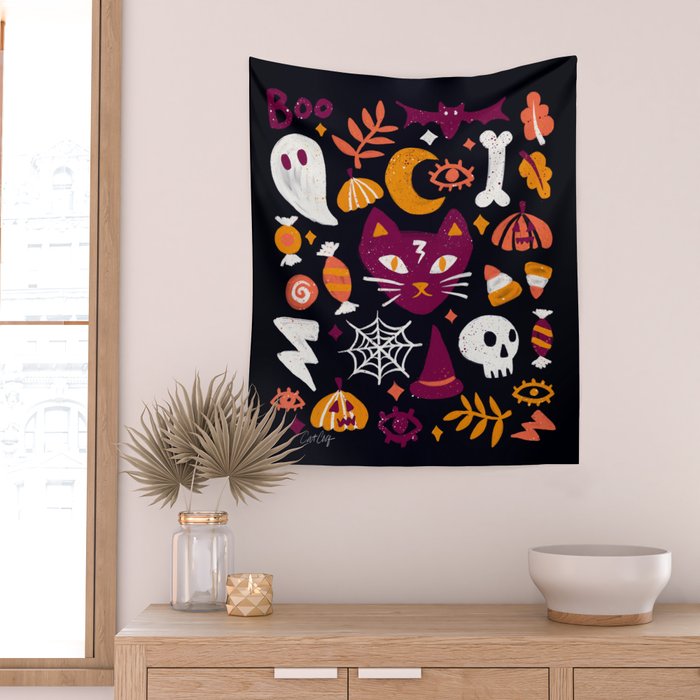 Trick or Treat Yourself - Charcoal Wall Tapestry Gallery Image 2