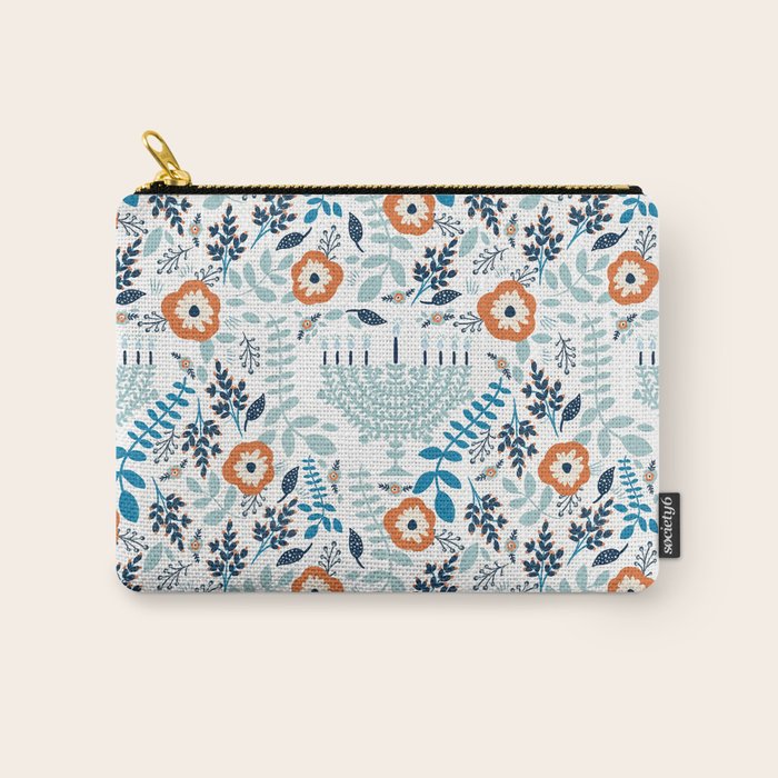Hanukkah Menorah and Flowers Carry All Pouch Gallery Image 1