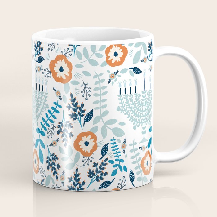 Hanukkah Menorah and Flowers Coffee Mug Gallery Image 1
