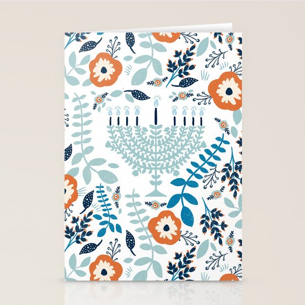 Hanukkah Menorah and Flowers Stationery Card Gallery Image 2