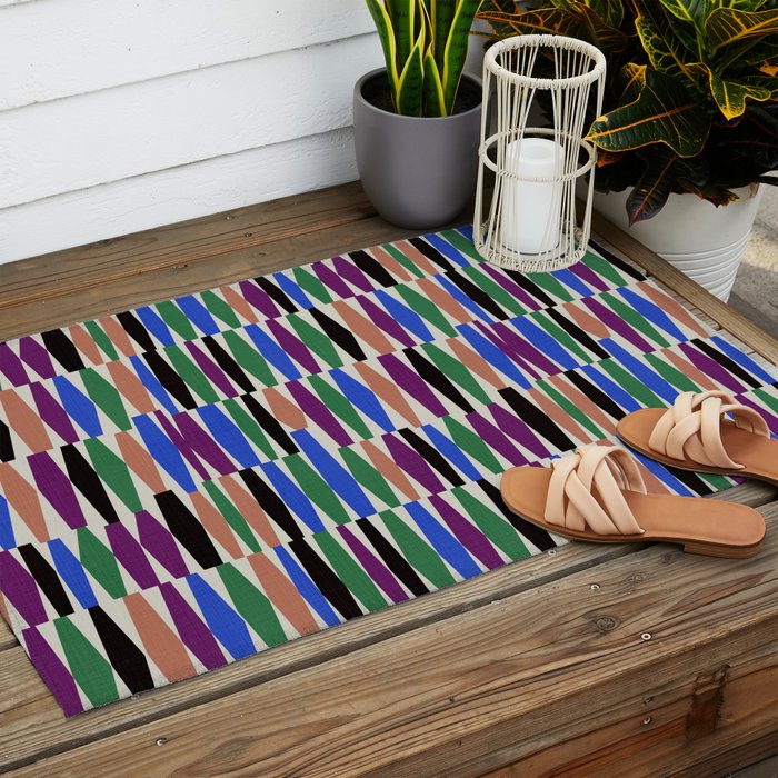 Playful Modern Geometric Shapes Outdoor Rug Gallery Image 2