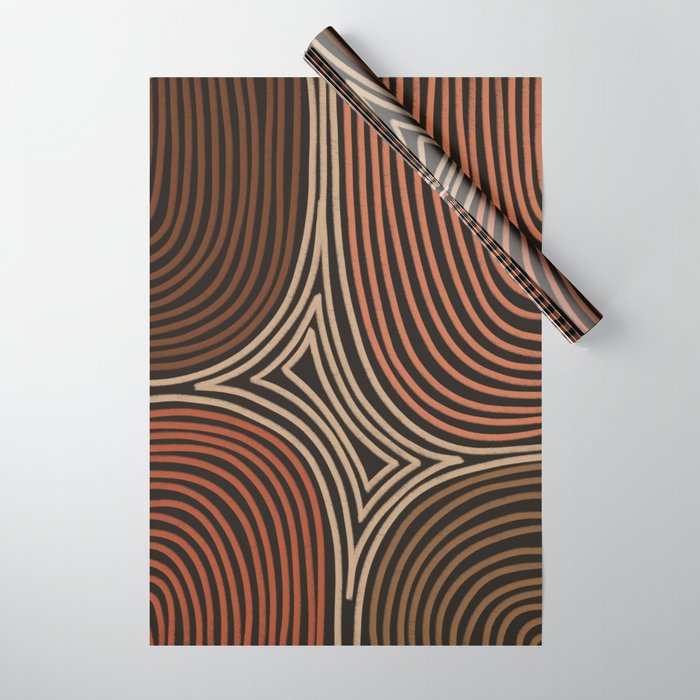 Tribal Pattern in Brown & Soft Red Wrapping Paper Gallery Image 1