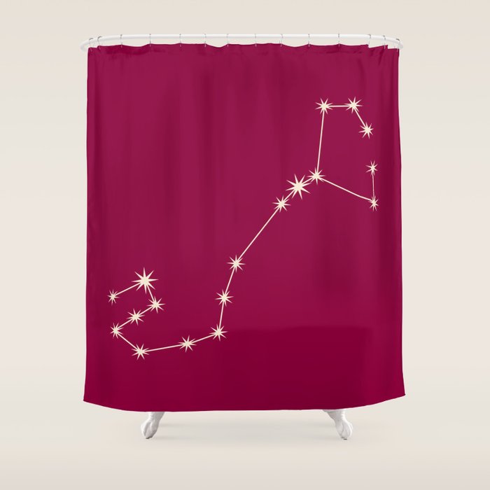 Scorpio Zodiac Star Constellation Line Art Magenta Pink Shower Curtain Gallery Image 1