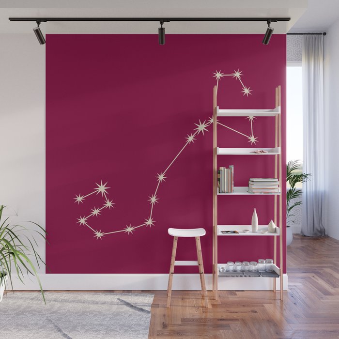 Scorpio Zodiac Star Constellation Line Art Magenta Pink Wall Mural Gallery Image 1