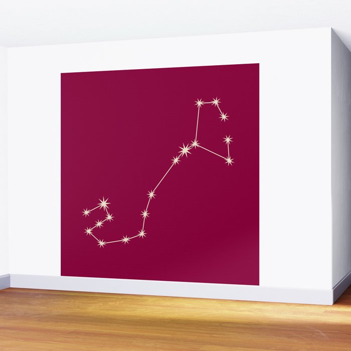 Scorpio Zodiac Star Constellation Line Art Magenta Pink Wall Mural Gallery Image 2