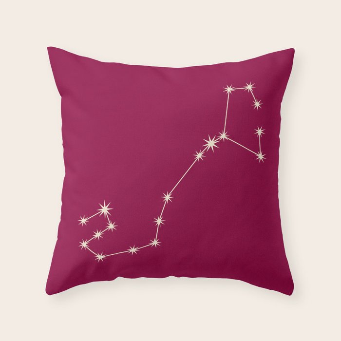 Scorpio Zodiac Star Constellation Line Art Magenta Pink Throw Pillow Gallery Image 6