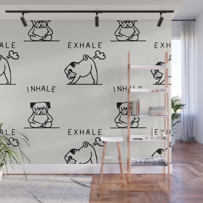 Inhale Exhale Pug Wall Mural Gallery Image 1