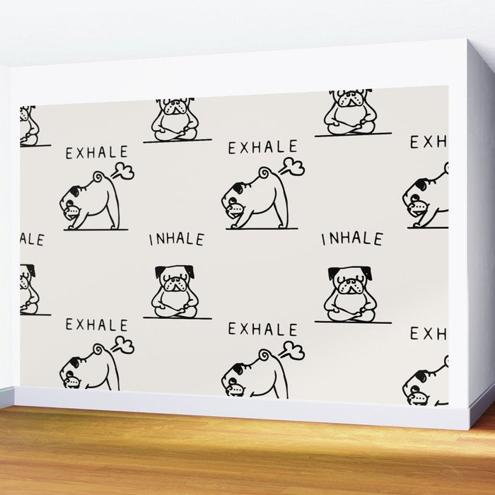 Inhale Exhale Pug Wall Mural Gallery Image 2
